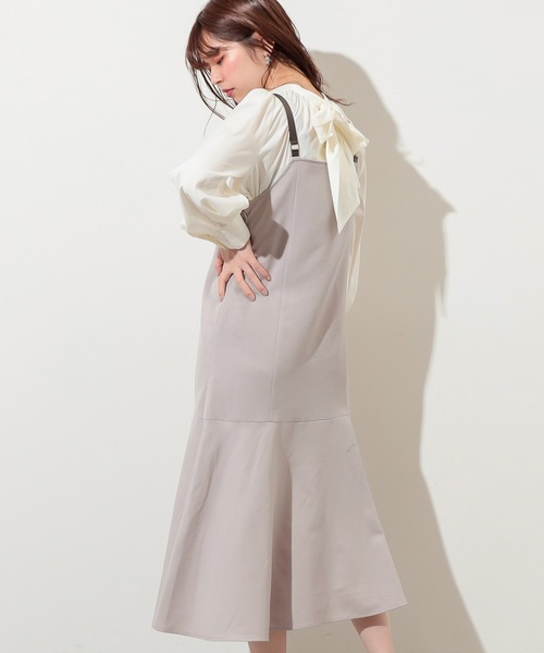natural couture（ナチュラルクチュール）の「合皮サス付マーメイドジャンバースカート（ワンピース・レディース・ミント/モカ/グレイッシュベージュ・FREE）」の17枚目の写真