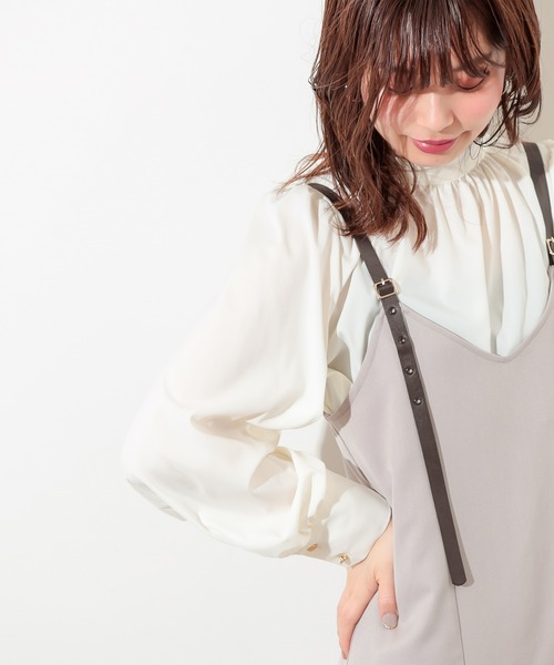 natural couture（ナチュラルクチュール）の「合皮サス付マーメイドジャンバースカート（ワンピース・レディース・ミント/モカ/グレイッシュベージュ・FREE）」の14枚目の写真