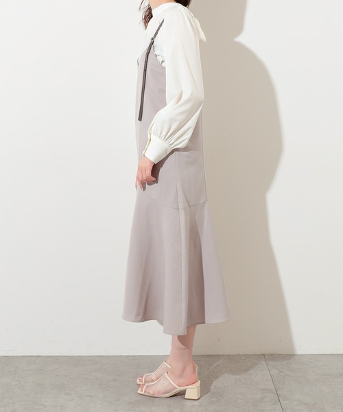 natural couture（ナチュラルクチュール）の「合皮サス付マーメイドジャンバースカート（ワンピース・レディース・ミント/モカ/グレイッシュベージュ・FREE）」の12枚目の写真
