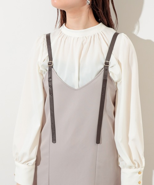 natural couture（ナチュラルクチュール）の「合皮サス付マーメイドジャンバースカート（ワンピース・レディース・ミント/モカ/グレイッシュベージュ・FREE）」の21枚目の写真