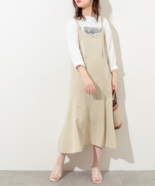 natural couture（ナチュラルクチュール）の「合皮サス付マーメイドジャンバースカート（ワンピース・レディース・ミント/モカ/グレイッシュベージュ・FREE）」の15枚目の写真