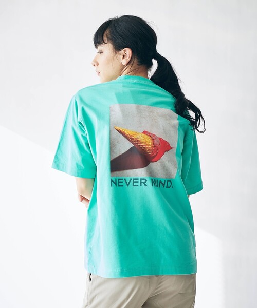 tk.TAKEO KIKUCHI（ティーケータケオキクチ）の「◆ICE CREAM PHOTOバックプリントTシャツ（ユニセックスアイテム）（Tシャツ/カットソー・メンズ・ホワイト/ライトブルー/ブラック/レモンイエロー/ライトグリーン系・01/02/03）」の21枚目の写真