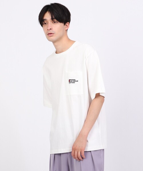 tk.TAKEO KIKUCHI（ティーケータケオキクチ）の「◆ICE CREAM PHOTOバックプリントTシャツ（ユニセックスアイテム）（Tシャツ/カットソー・メンズ・ホワイト/ライトブルー/ブラック/レモンイエロー/ライトグリーン系・01/02/03）」の13枚目の写真