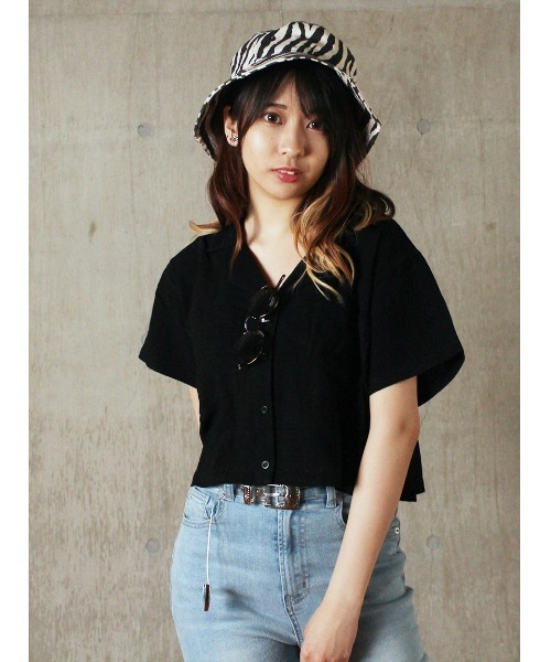 one way（ワンウェイ）の「【oneway Jeans】開襟ブラウス（シャツ/ブラウス・レディース・ホワイト/ブラック/ベージュ/パープル/ライトグリーン/ブラック系その他/ブラック系その他2・FREE）」の3枚目の写真