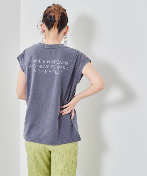 cepo(セポ)の「ピグメント ロゴバックプリントフレンチリーブTee(Tシャツ/カットソー・レディース・ベージュ/ネイビー/チャコール・M)」の3枚目の写真