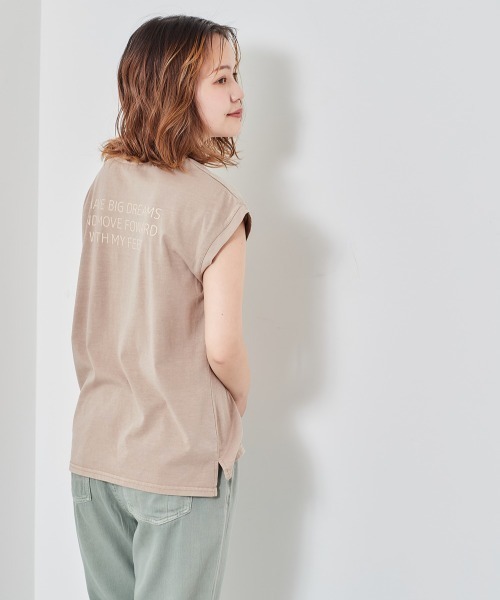 cepo(セポ)の「ピグメント ロゴバックプリントフレンチリーブTee(Tシャツ/カットソー・レディース・ベージュ/ネイビー/チャコール・M)」の4枚目の写真