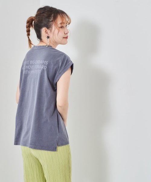 cepo(セポ)の「ピグメント ロゴバックプリントフレンチリーブTee(Tシャツ/カットソー・レディース・ベージュ/ネイビー/チャコール・M)」の5枚目の写真
