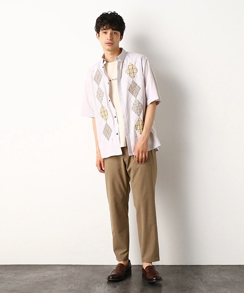 COMME　CA COMMUNE（コムサコミューン）の「アーガイルシャツ（シャツ/ブラウス・メンズ・ベージュ/ネイビー/サックスブルー・MEDIUM/LARGE）」の13枚目の写真