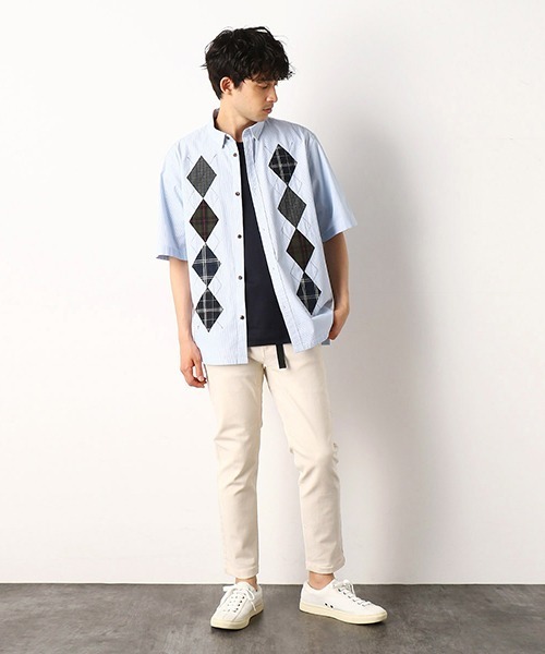 COMME　CA COMMUNE（コムサコミューン）の「アーガイルシャツ（シャツ/ブラウス・メンズ・ベージュ/ネイビー/サックスブルー・MEDIUM/LARGE）」の16枚目の写真