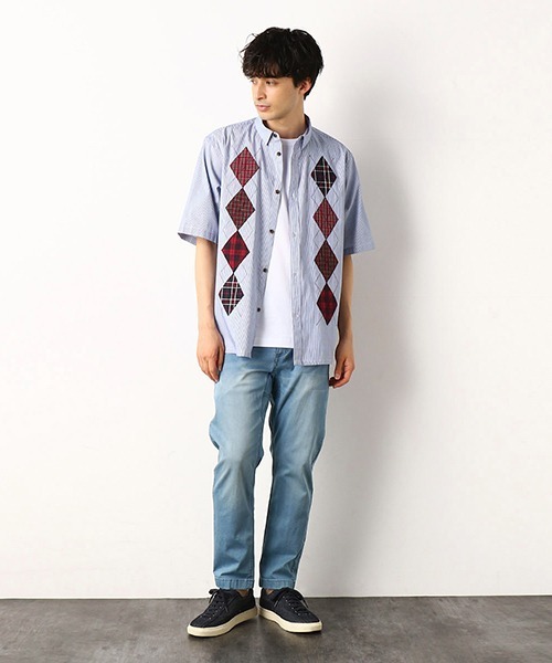 COMME　CA COMMUNE（コムサコミューン）の「アーガイルシャツ（シャツ/ブラウス・メンズ・ベージュ/ネイビー/サックスブルー・MEDIUM/LARGE）」の11枚目の写真