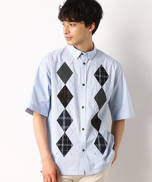 COMME　CA COMMUNE（コムサコミューン）の「アーガイルシャツ（シャツ/ブラウス・メンズ・ベージュ/ネイビー/サックスブルー・MEDIUM/LARGE）」の15枚目の写真