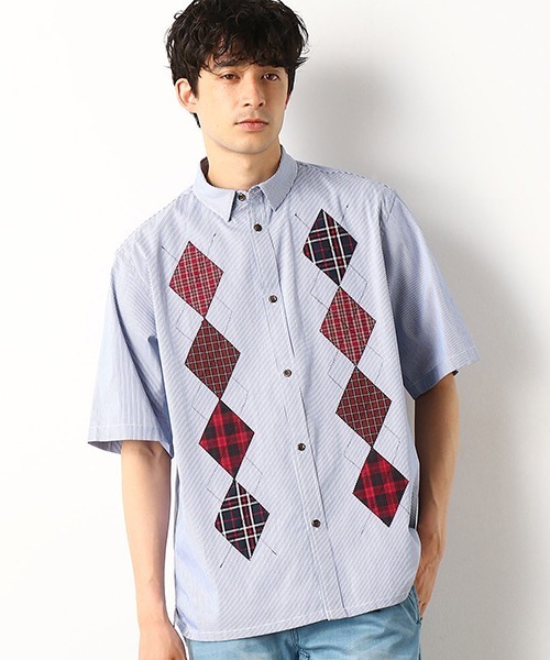 COMME　CA COMMUNE（コムサコミューン）の「アーガイルシャツ（シャツ/ブラウス・メンズ・ベージュ/ネイビー/サックスブルー・MEDIUM/LARGE）」の10枚目の写真