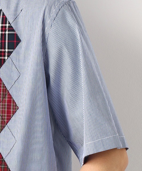 COMME　CA COMMUNE（コムサコミューン）の「アーガイルシャツ（シャツ/ブラウス・メンズ・ベージュ/ネイビー/サックスブルー・MEDIUM/LARGE）」の7枚目の写真