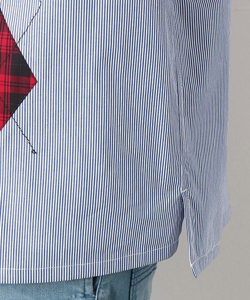 COMME　CA COMMUNE（コムサコミューン）の「アーガイルシャツ（シャツ/ブラウス・メンズ・ベージュ/ネイビー/サックスブルー・MEDIUM/LARGE）」の5枚目の写真