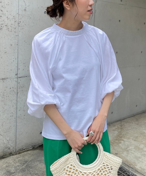 CAPRICIEUX LE'MAGE（カプリシューレマージュ）の「パフスリーブSET Tシャツ（Tシャツ/カットソー・レディース・ホワイト/ブラック・FREE）」の8枚目の写真