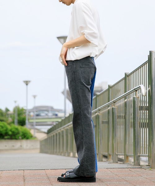 Adoon plain(アドーンプレーン)の「【Adoon plain】デニムバイカラーパンツ(デニムパンツ・メンズ・ブラック/インディゴブルー・SMALL/MEDIUM/LARGE)」の8枚目の写真