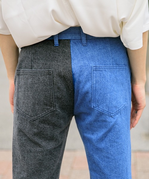 Adoon plain(アドーンプレーン)の「【Adoon plain】デニムバイカラーパンツ(デニムパンツ・メンズ・ブラック/インディゴブルー・SMALL/MEDIUM/LARGE)」の17枚目の写真