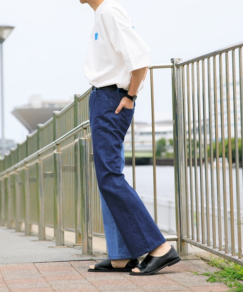 Adoon plain(アドーンプレーン)の「【Adoon plain】デニムバイカラーパンツ(デニムパンツ・メンズ・ブラック/インディゴブルー・SMALL/MEDIUM/LARGE)」の21枚目の写真