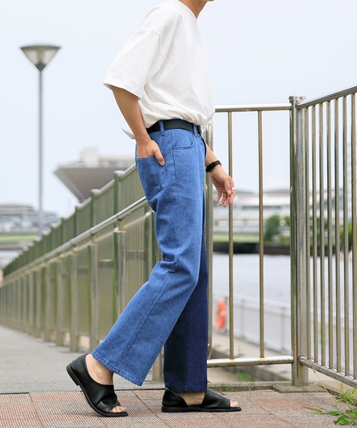 Adoon plain(アドーンプレーン)の「【Adoon plain】デニムバイカラーパンツ(デニムパンツ・メンズ・ブラック/インディゴブルー・SMALL/MEDIUM/LARGE)」の22枚目の写真