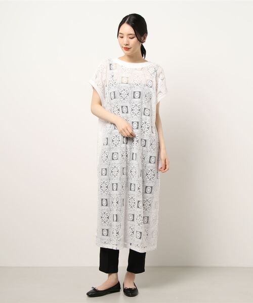 Shelly island（シェリーアイランド）の「前後2WAYタイルレースロングワンピース（ワンピース・レディース・ホワイト/ブラック・FREE）」の13枚目の写真