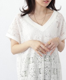 Shelly island | 前後2WAYタイルレースロングワンピース(ワンピース)