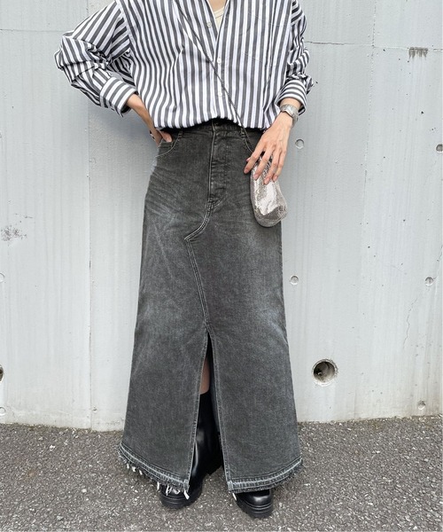 FRAMeWORK(フレームワーク)の「ブラックデニムロングスカート◆(デニムスカート・レディース・チャコールグレー/ブラック・40/38/36)」の4枚目の写真