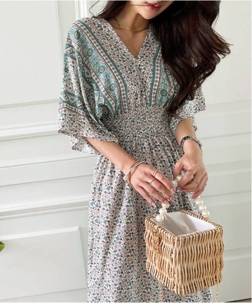 NANING9（ナンニング）の「NANING9 エスニックフラワーワンピース（ワンピース・レディース・グリーン/バイオレット・FREE）」の9枚目の写真