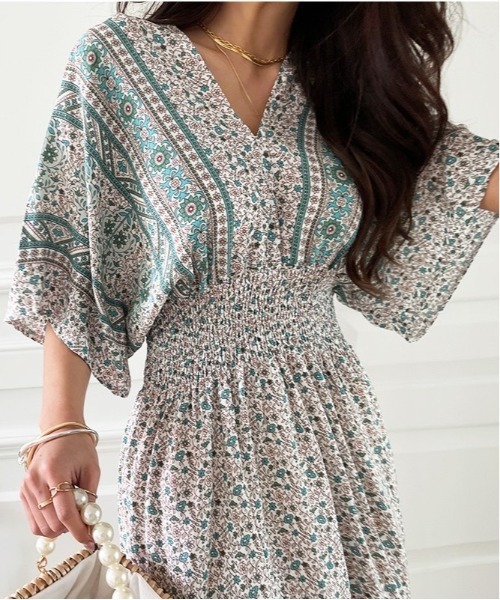 NANING9（ナンニング）の「NANING9 エスニックフラワーワンピース（ワンピース・レディース・グリーン/バイオレット・FREE）」の11枚目の写真