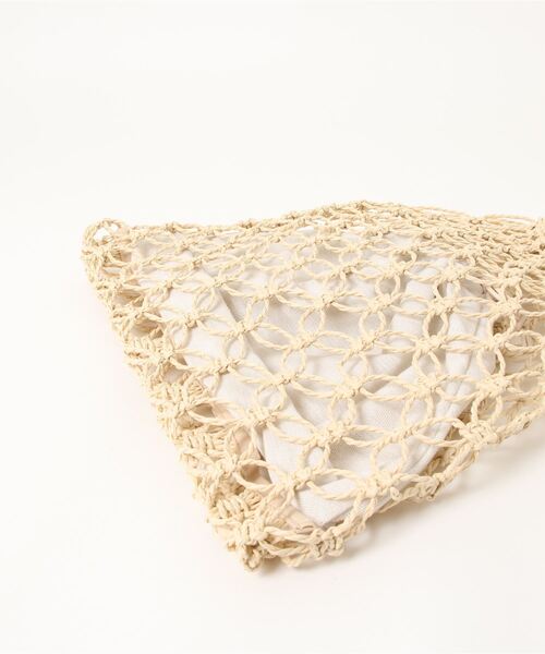 prose verse（プロズヴェール）の「手編みマクラメバッグ（トートバッグ・レディース・アイボリー/ブラック・ﾌﾘ-）」の7枚目の写真