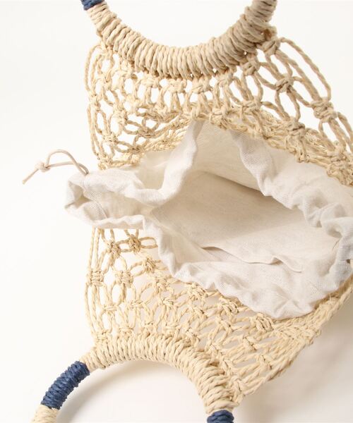 prose verse（プロズヴェール）の「手編みマクラメバッグ（トートバッグ・レディース・アイボリー/ブラック・ﾌﾘ-）」の3枚目の写真