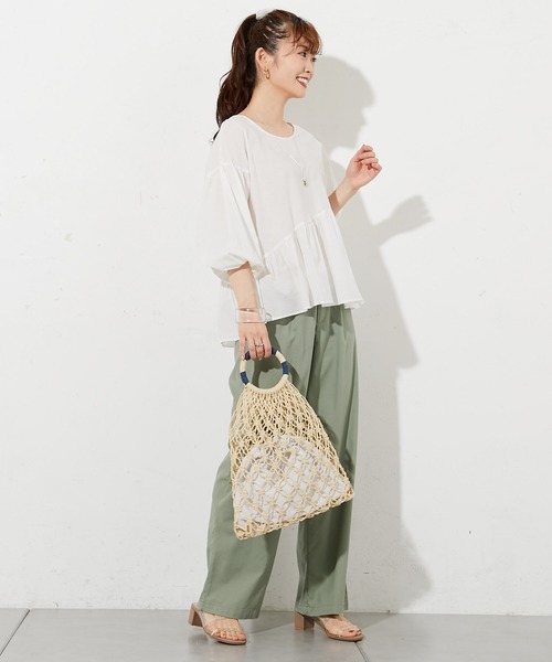 prose verse（プロズヴェール）の「手編みマクラメバッグ（トートバッグ・レディース・アイボリー/ブラック・ﾌﾘ-）」の10枚目の写真