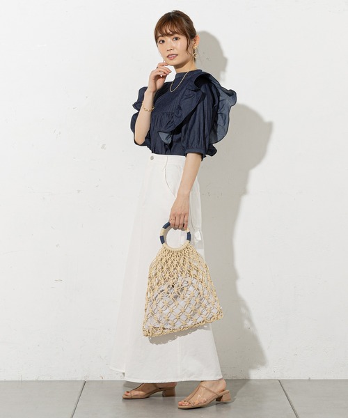 prose verse（プロズヴェール）の「手編みマクラメバッグ（トートバッグ・レディース・アイボリー/ブラック・ﾌﾘ-）」の12枚目の写真