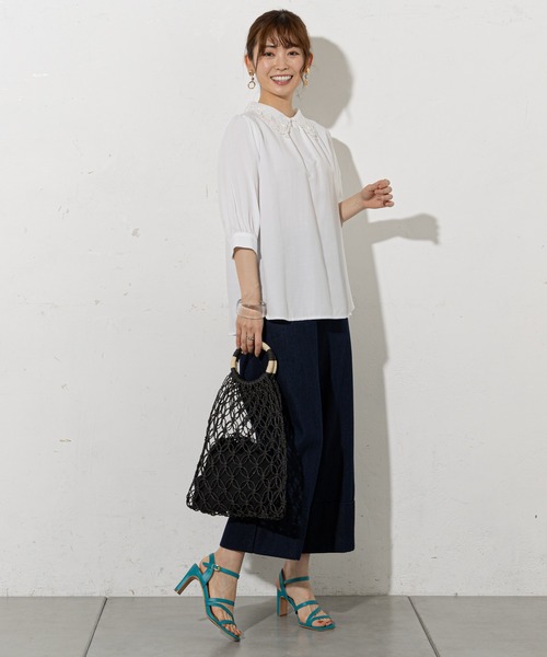 prose verse（プロズヴェール）の「手編みマクラメバッグ（トートバッグ・レディース・アイボリー/ブラック・ﾌﾘ-）」の15枚目の写真