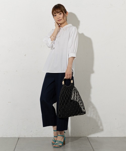 prose verse（プロズヴェール）の「手編みマクラメバッグ（トートバッグ・レディース・アイボリー/ブラック・ﾌﾘ-）」の16枚目の写真