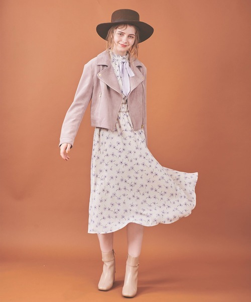 31 Sons de mode(トランテアン ソン ドゥ モード)の「フェイクスエードライダースジャケット(ライダースジャケット・レディース・モカ/ラベンダー・36/38)」の8枚目の写真