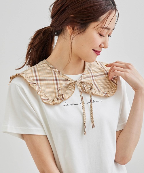 ROPE' PICNIC(ロペピクニック)の「【2WAY】チェックフリルつけ衿(その他雑貨・レディース・ブラック系その他/ベージュ系その他・FREE)」の1枚目の写真