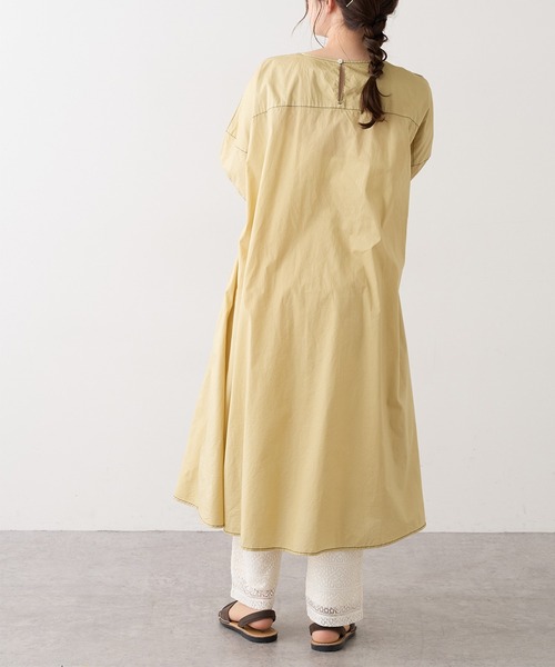 PUAL CE CIN（ピュアルセシン）の「タイプライター配色ステッチワンピース（ワンピース・レディース・ブラウン/イエロー/アイボリー/スミクロ・FREE）」の7枚目の写真