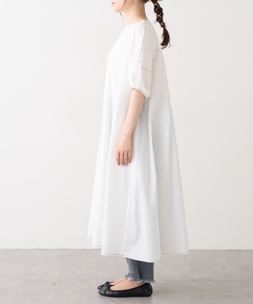 PUAL CE CIN（ピュアルセシン）の「タイプライター配色ステッチワンピース（ワンピース・レディース・ブラウン/イエロー/アイボリー/スミクロ・FREE）」の9枚目の写真