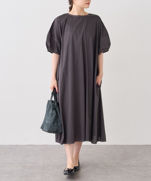 PUAL CE CIN（ピュアルセシン）の「タイプライター配色ステッチワンピース（ワンピース・レディース・ブラウン/イエロー/アイボリー/スミクロ・FREE）」の8枚目の写真