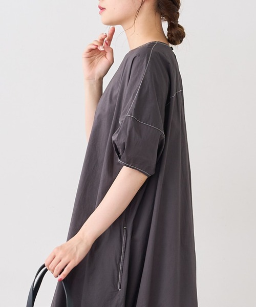 PUAL CE CIN（ピュアルセシン）の「タイプライター配色ステッチワンピース（ワンピース・レディース・ブラウン/イエロー/アイボリー/スミクロ・FREE）」の13枚目の写真