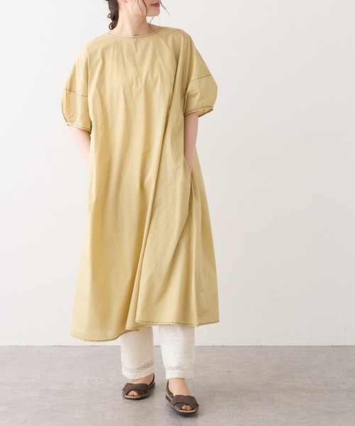 PUAL CE CIN（ピュアルセシン）の「タイプライター配色ステッチワンピース（ワンピース・レディース・ブラウン/イエロー/アイボリー/スミクロ・FREE）」の11枚目の写真