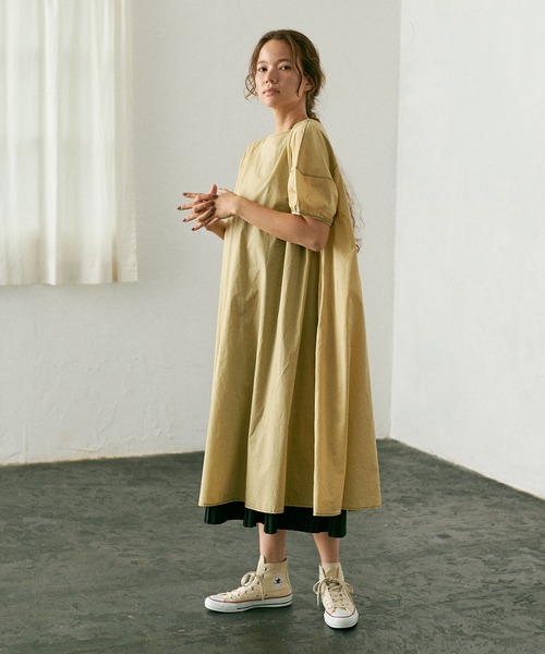 PUAL CE CIN（ピュアルセシン）の「タイプライター配色ステッチワンピース（ワンピース・レディース・ブラウン/イエロー/アイボリー/スミクロ・FREE）」の6枚目の写真