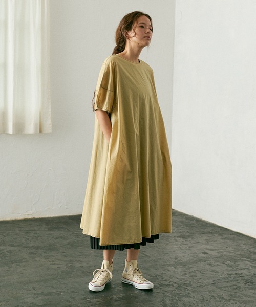 PUAL CE CIN（ピュアルセシン）の「タイプライター配色ステッチワンピース（ワンピース・レディース・ブラウン/イエロー/アイボリー/スミクロ・FREE）」の10枚目の写真