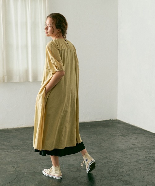 PUAL CE CIN（ピュアルセシン）の「タイプライター配色ステッチワンピース（ワンピース・レディース・ブラウン/イエロー/アイボリー/スミクロ・FREE）」の16枚目の写真