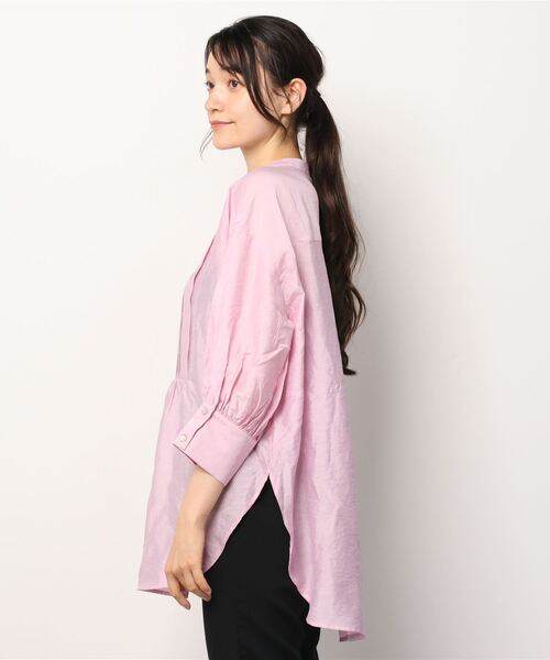 DISCOAT（ディスコート）の「テンセルナイロンピンタックバンドカラーシャツ（シャツ/ブラウス・レディース・モカ/ホワイト系その他/ベビーピンク・FREE）」の5枚目の写真