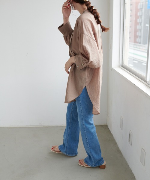 DISCOAT（ディスコート）の「テンセルナイロンピンタックバンドカラーシャツ（シャツ/ブラウス・レディース・モカ/ホワイト系その他/ベビーピンク・FREE）」の12枚目の写真