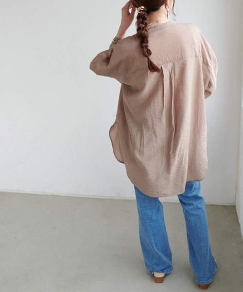 DISCOAT（ディスコート）の「テンセルナイロンピンタックバンドカラーシャツ（シャツ/ブラウス・レディース・モカ/ホワイト系その他/ベビーピンク・FREE）」の14枚目の写真