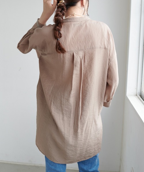 DISCOAT（ディスコート）の「テンセルナイロンピンタックバンドカラーシャツ（シャツ/ブラウス・レディース・モカ/ホワイト系その他/ベビーピンク・FREE）」の18枚目の写真