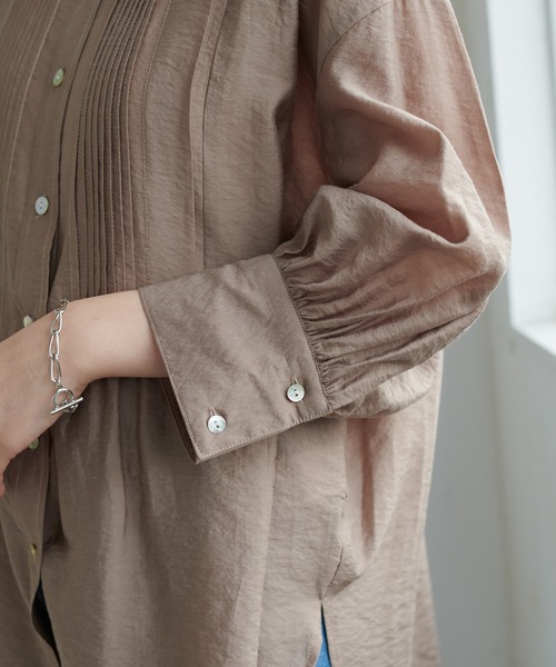 DISCOAT（ディスコート）の「テンセルナイロンピンタックバンドカラーシャツ（シャツ/ブラウス・レディース・モカ/ホワイト系その他/ベビーピンク・FREE）」の20枚目の写真