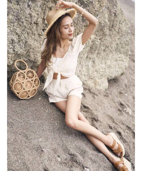 To the sea（トゥーザシー）の「フロントリボン2WAYショートトップス（シャツ/ブラウス・レディース・ベージュ/アイボリー/グリーン系その他・FREE）」の11枚目の写真